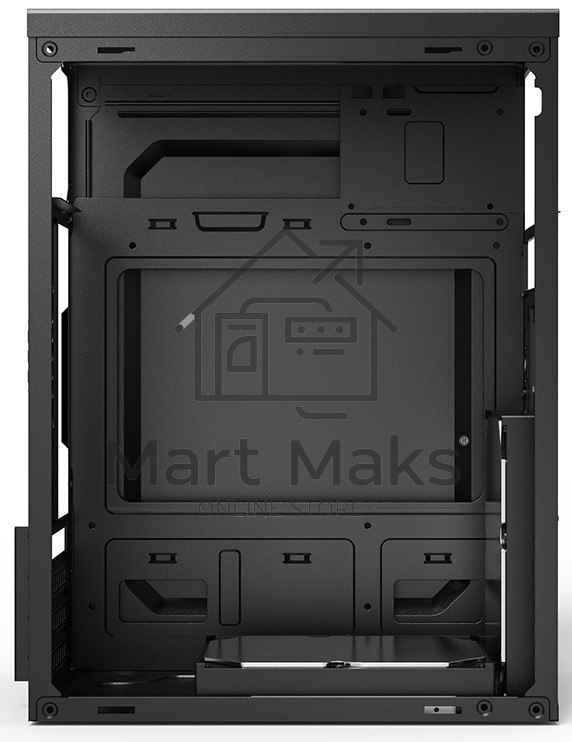 Компьютерный корпус CBR PCC-MATX-MX08-WPSU mATX Minitower MX08, без БП, 2*USB 2.0, HD Audio+Mic, черный