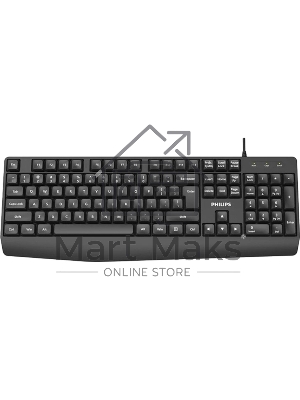 Проводная Клавиатура Philips SPK6237, USB 2.0 104 клав, высокие кн., русская заводская раскладка, черный