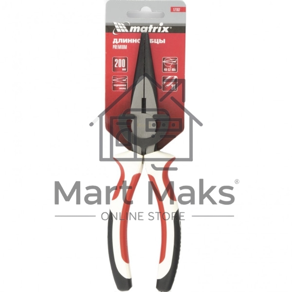 Длинногубцы Matrix Premium 17187, 200 мм, прямые, трехкомпонентные рукоятки