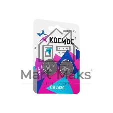Элемент питания литиевый CR2430 2хBL (блист.2шт) КОСМОС KOCR2430BL2