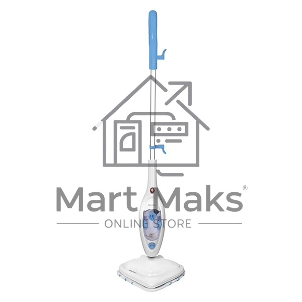 Паровая швабра Blackton Bt SM1114 White-blue, Мощность 1300 Вт, 2 в 1. Вертикальная и компактная, Резервуар для воды 300 мл, Время неприрывной работы до 20 минут, Быстрая и эффективная очистка всех типов полового покрытия: паркет, линолеум, плитка, Уничто