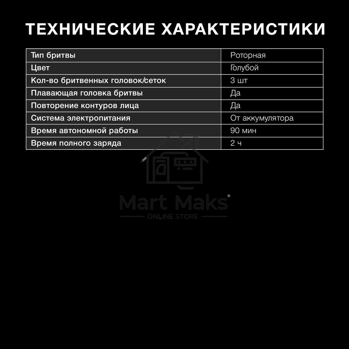 Бритва роторная Hyundai H-SH8089 реж.эл.:3 питан.:аккум. голубой