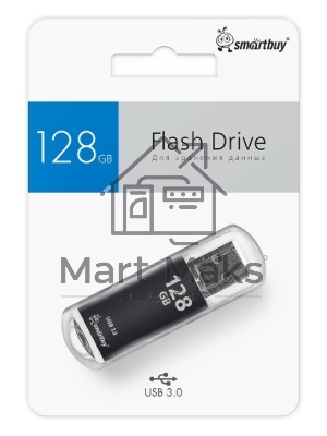 Флешка USB Smartbuy V-Cut Black (SB128GbVC-K3), 128Gb, USB 3.0, R/W 75/30, черный