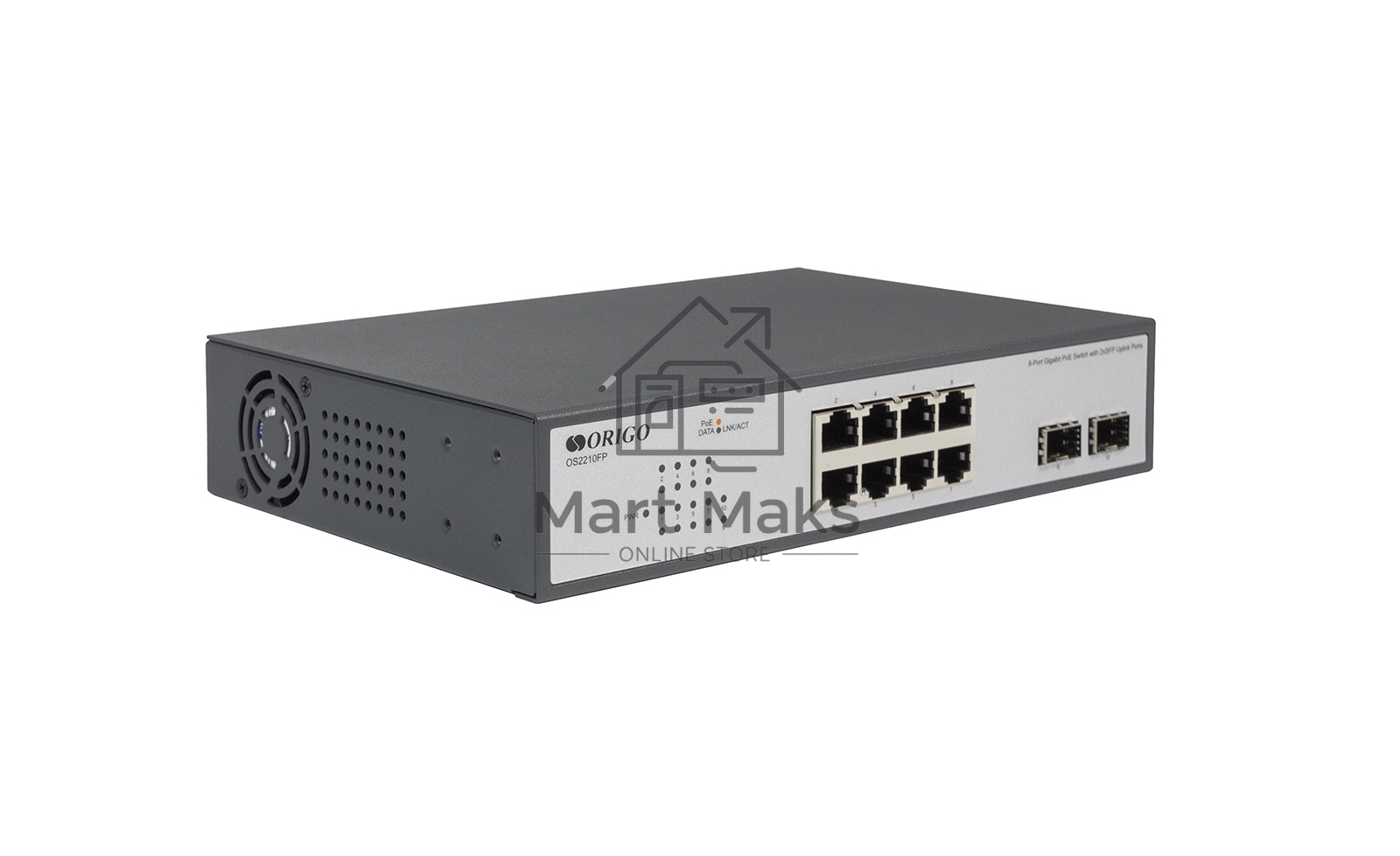 Неуправляемый PoE-коммутатор ORIGO Unmanaged Switch 8x1000Base-T PoE, 2x1000Base-X SFP, PoE Budget 120W, 19