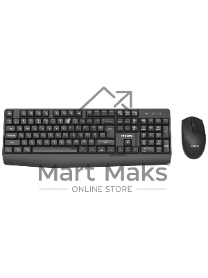 Беспроводной комплект Philips SPT6337, 2.4 GHz 104 клав/3 кнопки, 1600dpi, русская заводская раскладка, черный