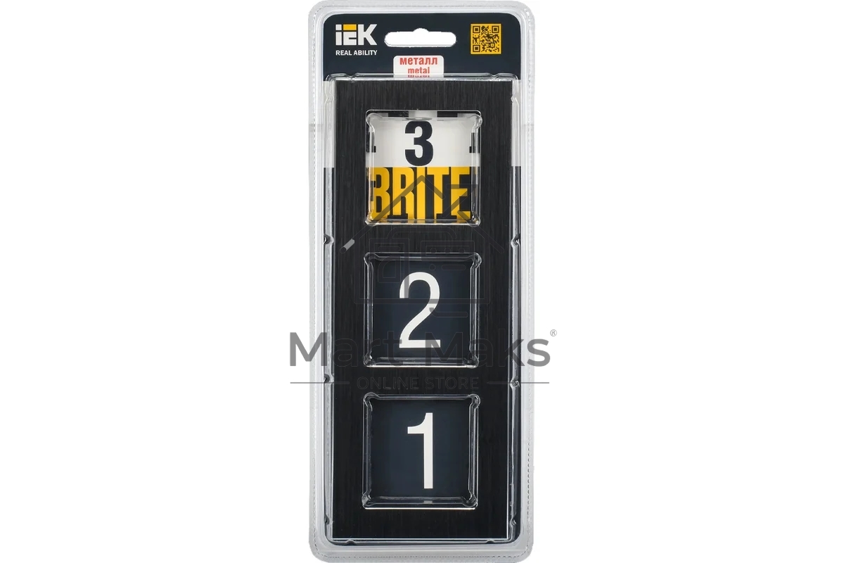 Рамка 3 -местная IEK BRITE РУ-3-1-БрЧ (BR-M32-M-K02) металл черный