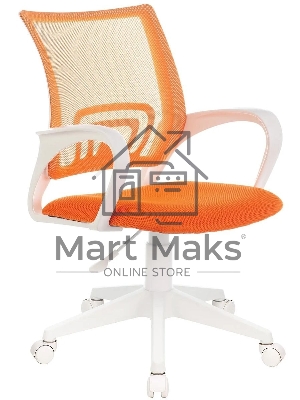 Кресло компьютерное Бюрократ CH-W695NLT TW-38-3 TW-96-1 оранжевый, сетка/ткань, крестовина пластик, пластик белый