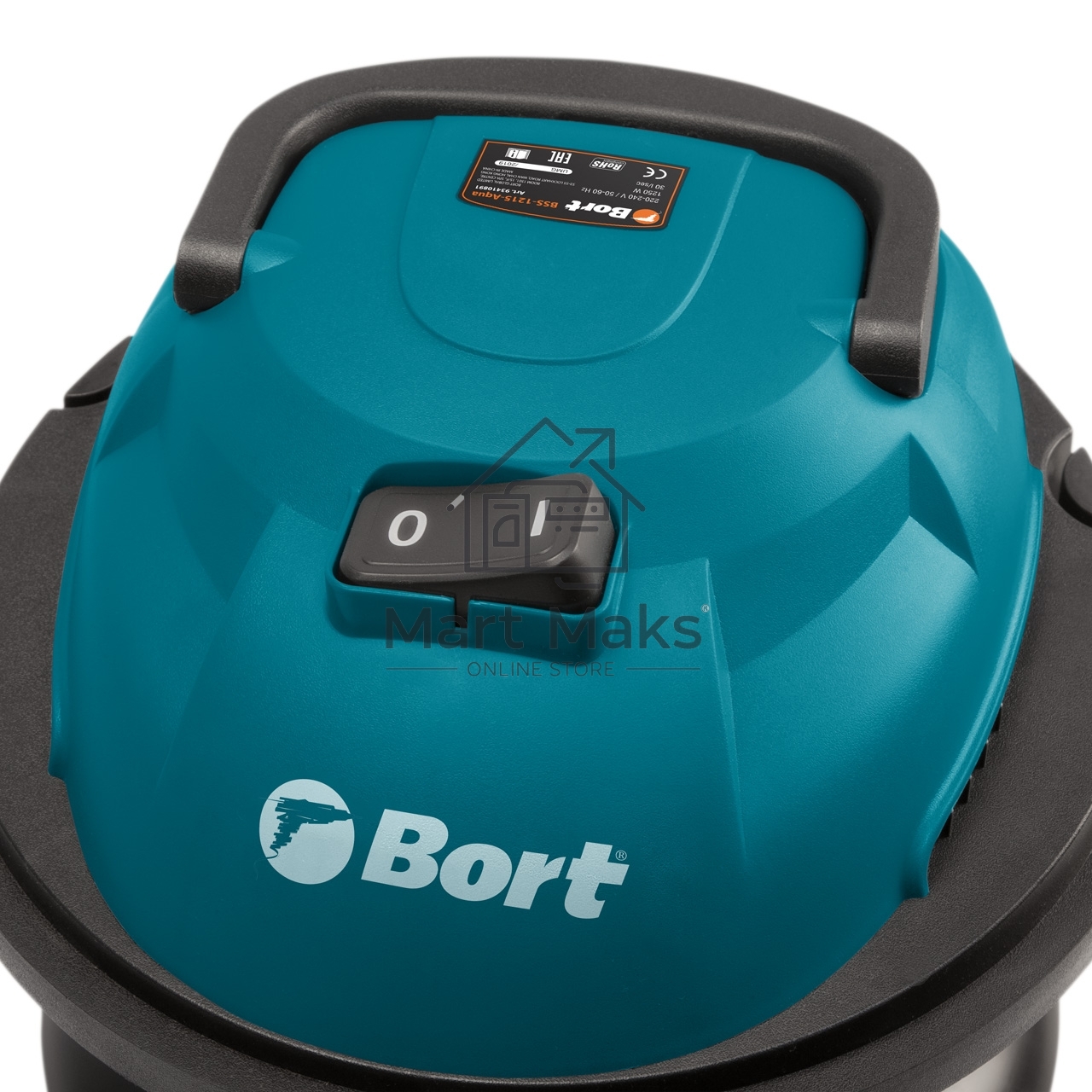 Строительный пылесос Bort BSS-1215-Aqua (93410891) серый, 250/1250 Вт, уборка сухая/влажная, пылесборник контейнер, 15 л