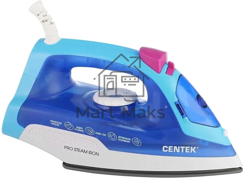 Утюг Centek CT-2348 синий/белый, 1600 Вт, 20 г/мин, 80 г/мин, 200 мл