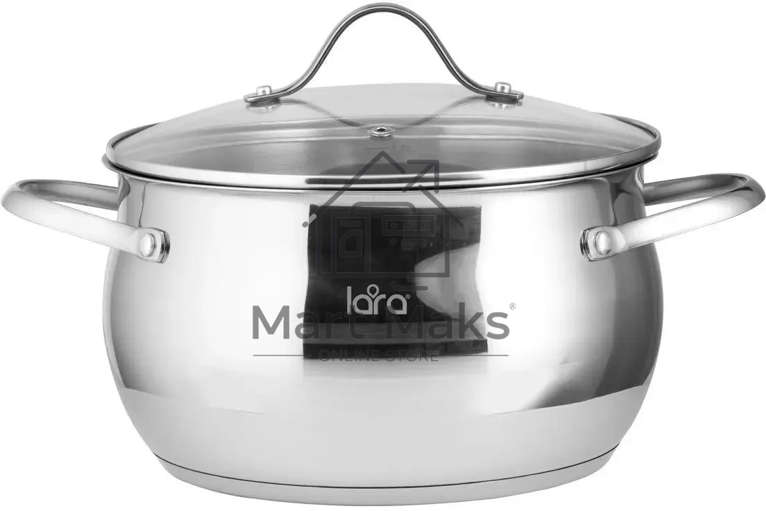 Кастрюля LARA LR02-362 APPLE 11,5 л 30x16 см, нержавеющая сталь, с крышкой