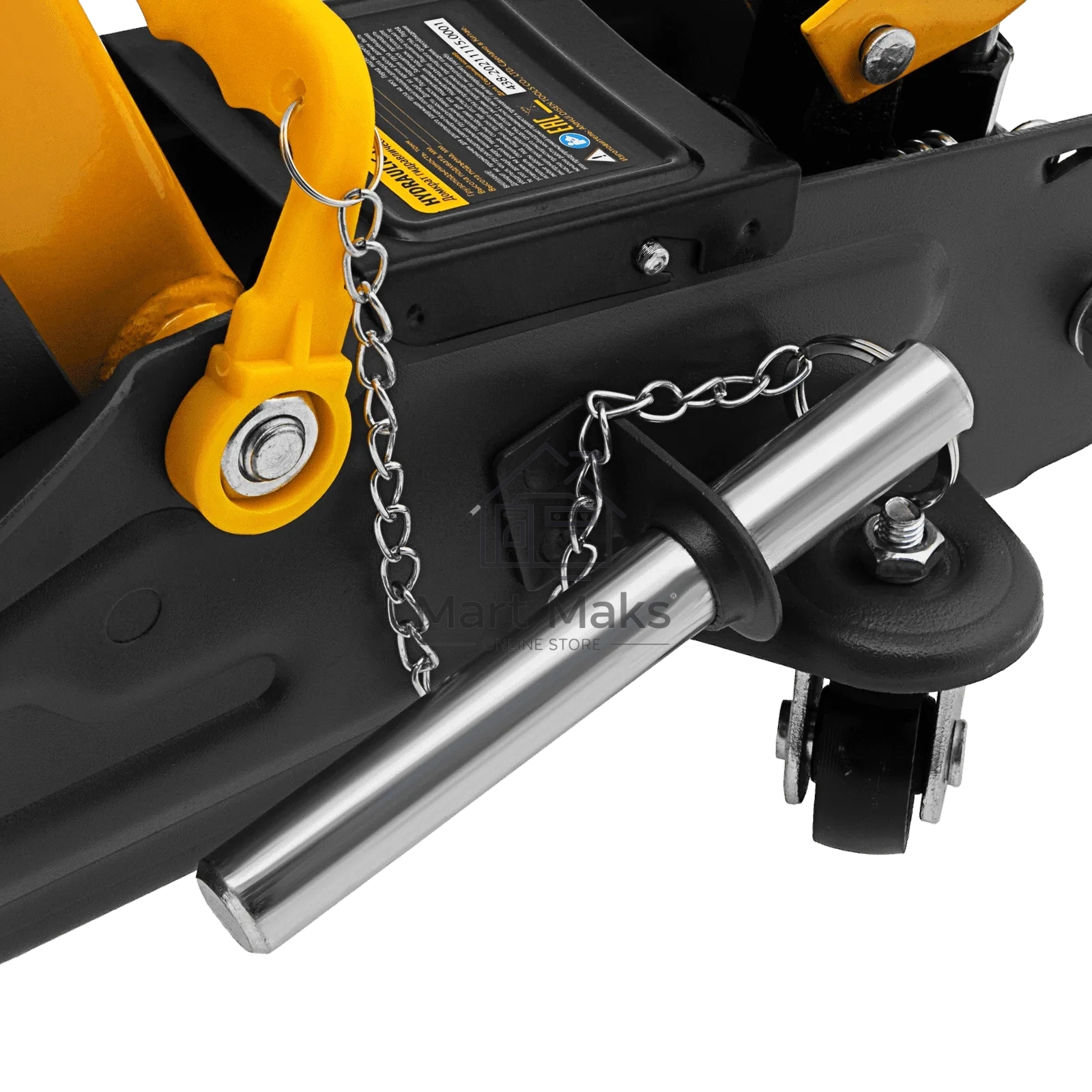 Домкрат гидравлический подкатной с фиксатором Denzel 2 т, 130-330 мм, в кейсе 51154