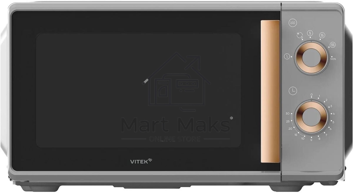 Микроволновая печь Vitek VT-MW1920 серый/золотистый, 20 л, 700 Вт, переключатели — поворотный механизм