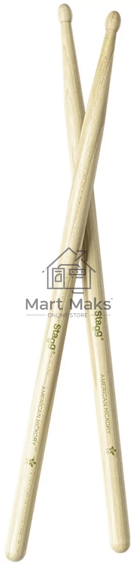 Барабанные палочки STAGG SHV2B деревянные, American Hickory 2B, материал орех, 2 шт., подобранная пара по весу, цвету и звучанию, размеры (в упаковке) 400х20х20 мм, вес (в упаковке) 0,1 кг