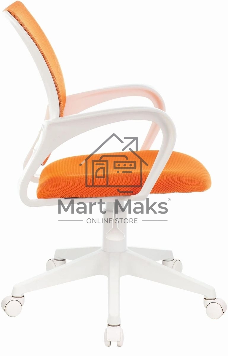 Кресло компьютерное Бюрократ CH-W695NLT TW-38-3 TW-96-1 оранжевый, сетка/ткань, крестовина пластик, пластик белый