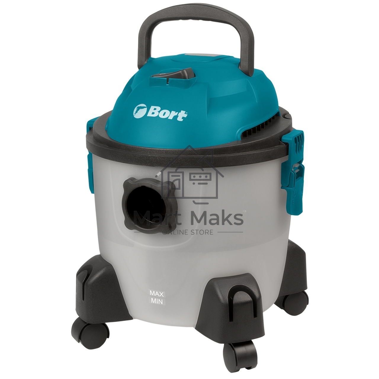 Строительный пылесос Bort BSS-1215-Aqua (93410891) серый, 250/1250 Вт, уборка сухая/влажная, пылесборник контейнер, 15 л