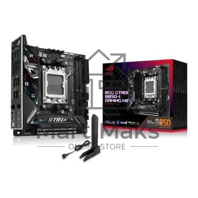 Материнская плата ASUS ROG STRIX B850-I GAMING WIFI, AM5, AMD B850, 2xDDR5, 2xM.2, 2xSATA, PCIe 4.0 x16, 1xHDMI, 1xUSB Type-C, 1x2.5Gb LAN, Wi-Fi 7, Bluetooth 5.4, 5xUSB-A 10Gbps, 1xUSB-C 20Gbps, 2xUSB-A 2.0, 3x3.5 мм, S/PDIF, 7.1, Mini-ITX