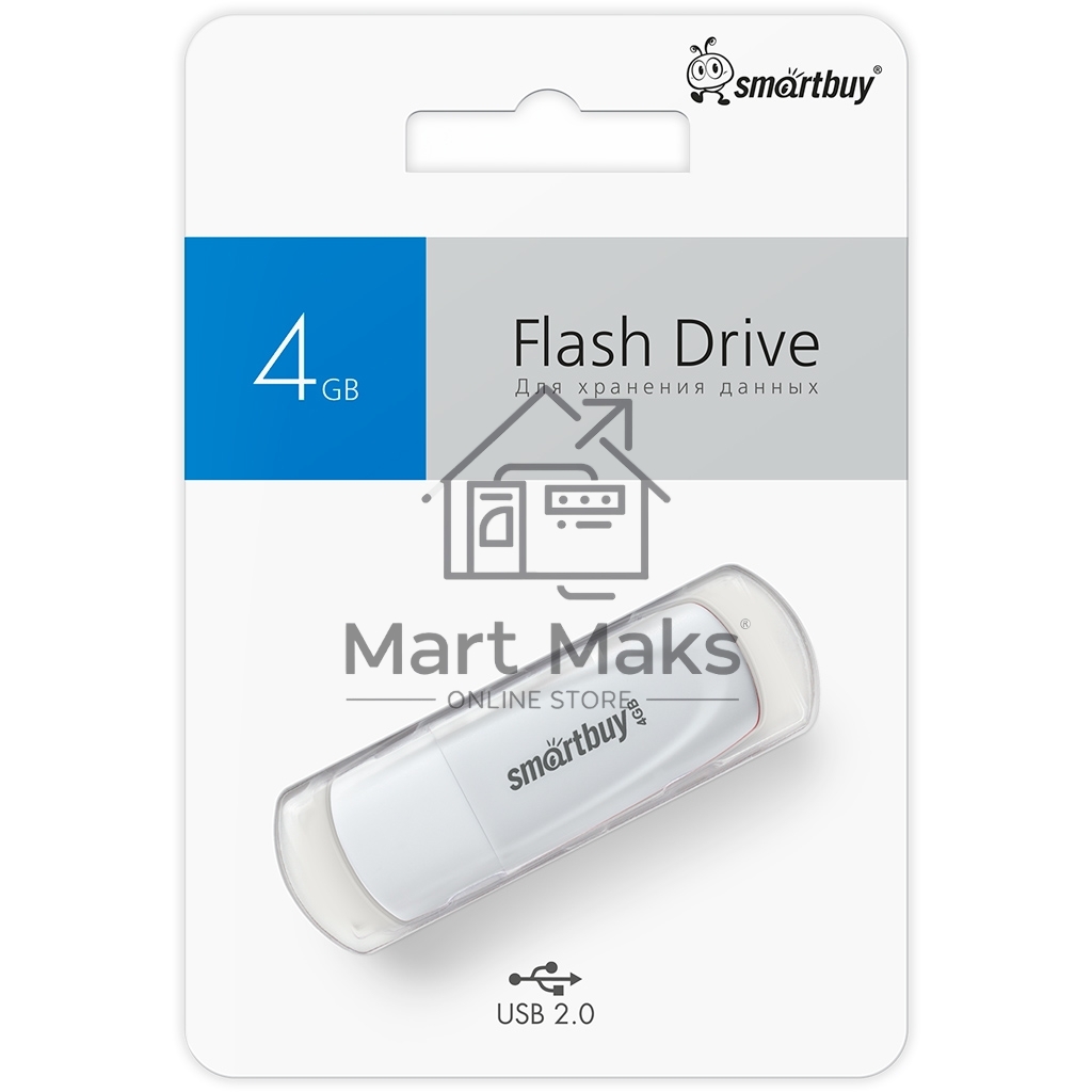 Флешка USB R/W SmartBuy R/W Scout White (SB004GB2SCW), 4Gb, USB 2.0, R/W 10/7, белый