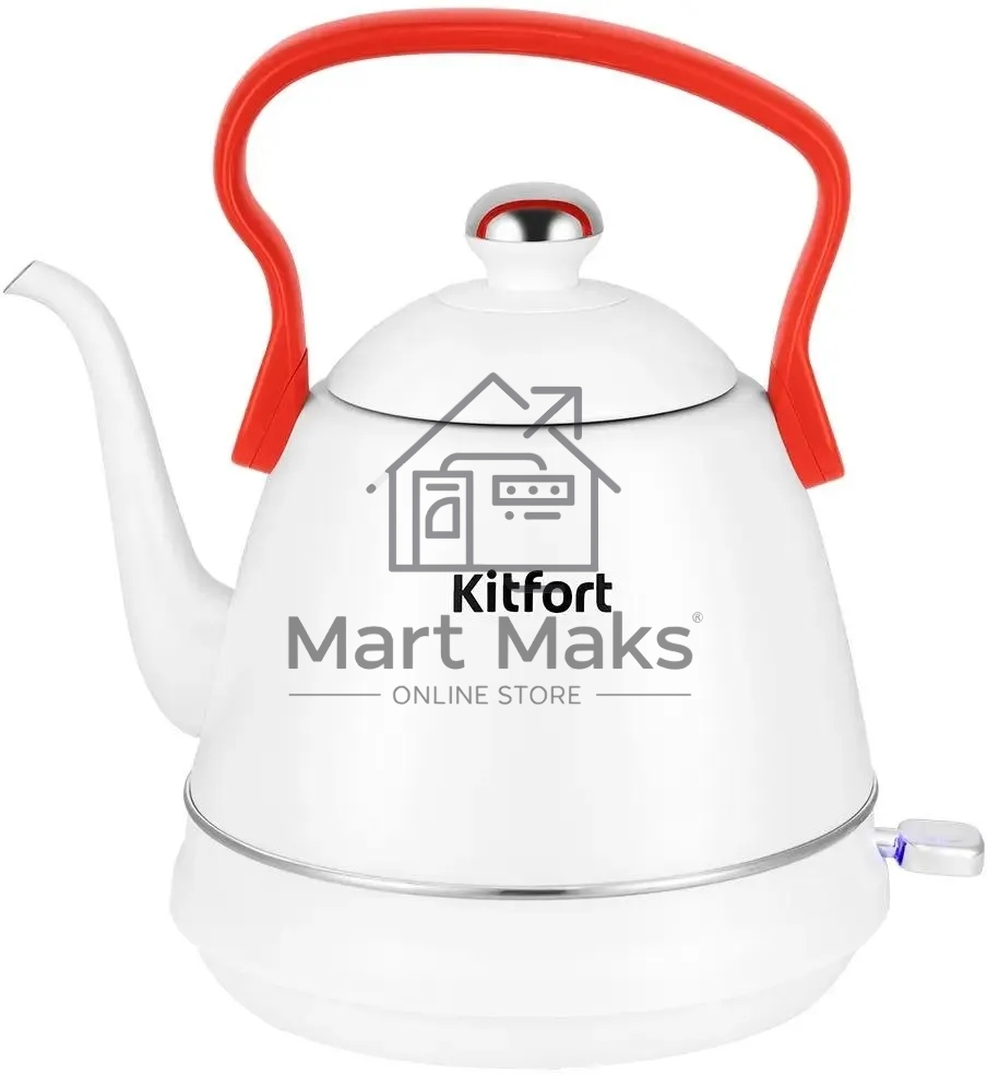 Чайник электрический Kitfort КТ-6793 1л. 1500Вт белый/красный корпус: металл