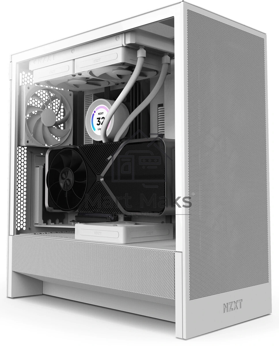 Компьютерный корпус без блока питания NZXT H5 Flow (2024), Midi-Tower, TG, 2x120мм, 1xUSB-A 3.2 + 1xUSB-C 3.2, E-ATX, ATX, mATX, mITX белый