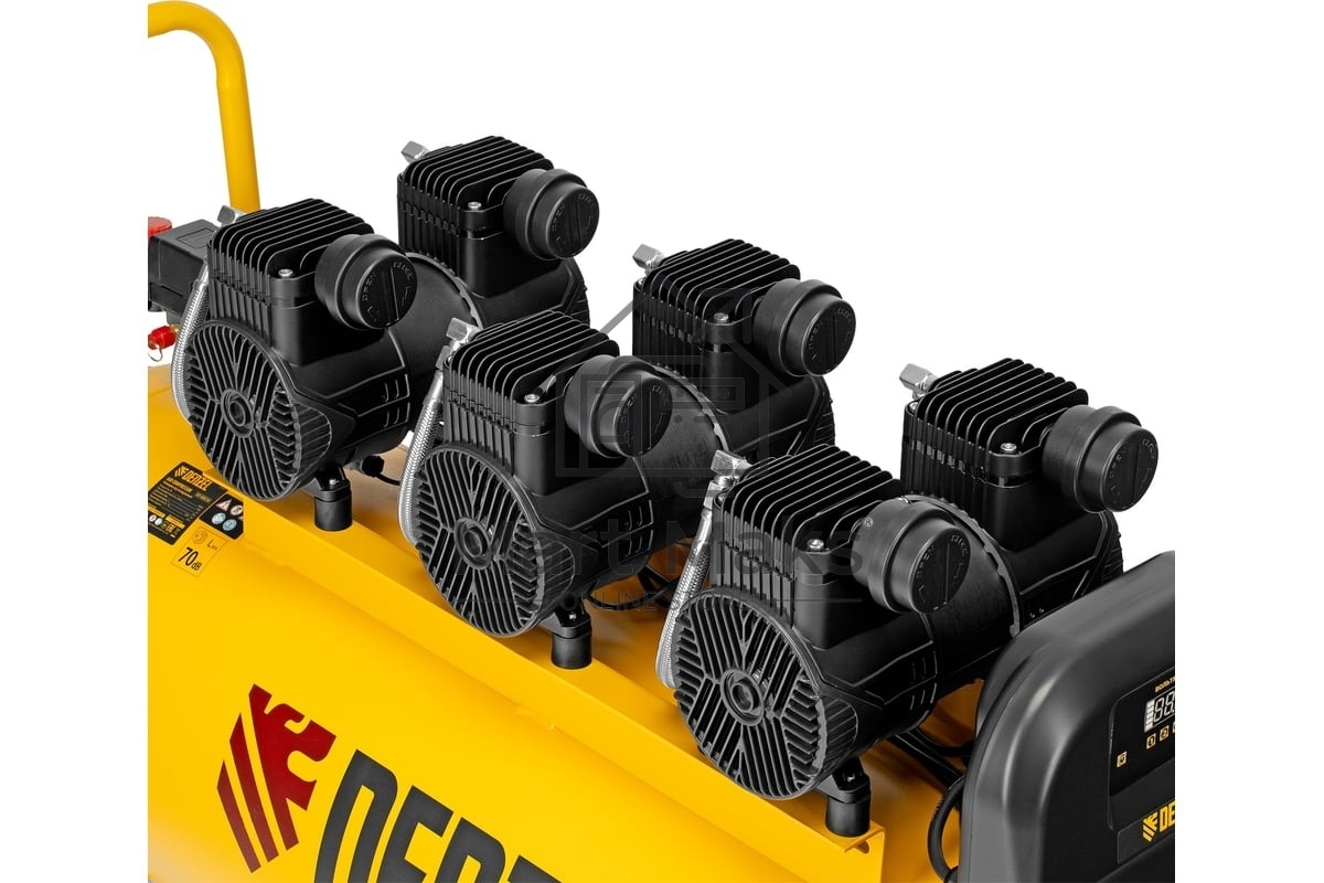 Компрессор безмасл. малошумн. Denzel DLP-4500/150, 4,5 кВт, 3х1,5 кВт,150 л, 2850 об/мин,750 л/мин