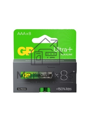 Алкалиновые батарейки c технологией G-tech GP Ultra Plus Alkaline 24А AАA - 8 шт. на блистере