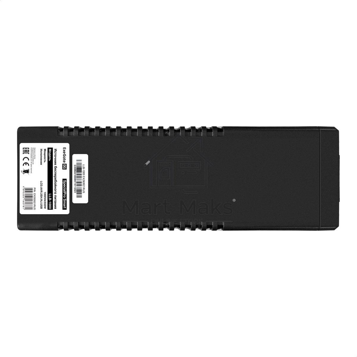 Источник бесперебойного питания ExeGate SpecialPro Smart LLB-1000.LCD.AVR.2SH.RJ.USB <1000VA/550W, LCD, AVR, 2*Schuko,RJ45/11,USB, Black>