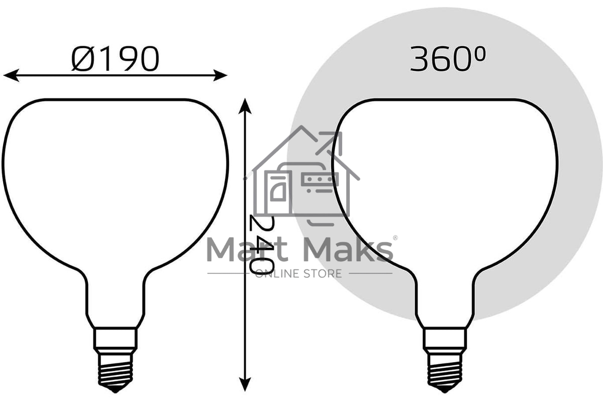 Лампа GAUSS Filament А190 10W 890lm 4100К Е27 milky диммируемая LED