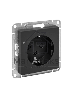 Механизм розетки EKF UP1-SOB-111 16А, с заземлением, со шторками, черный Эпика