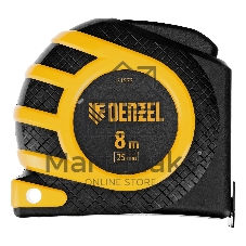 Рулетка Denzel 8м x 25 мм, магнит, двухсторонний зацеп, нейлон, двуст. шкала, автоматич. 31573
