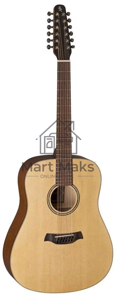Акустическая гитара BATON ROUGE X11LS/D-12 Кол-во струн: 12, тип корпуса: дредноут, верхняя дека: ель, нижняя дека и обечайки: махагон, гриф: махагон, накладка грифа: овангкол, кол-во ладов: 21, мензура: 630 мм, цвет: натуральный, матовый