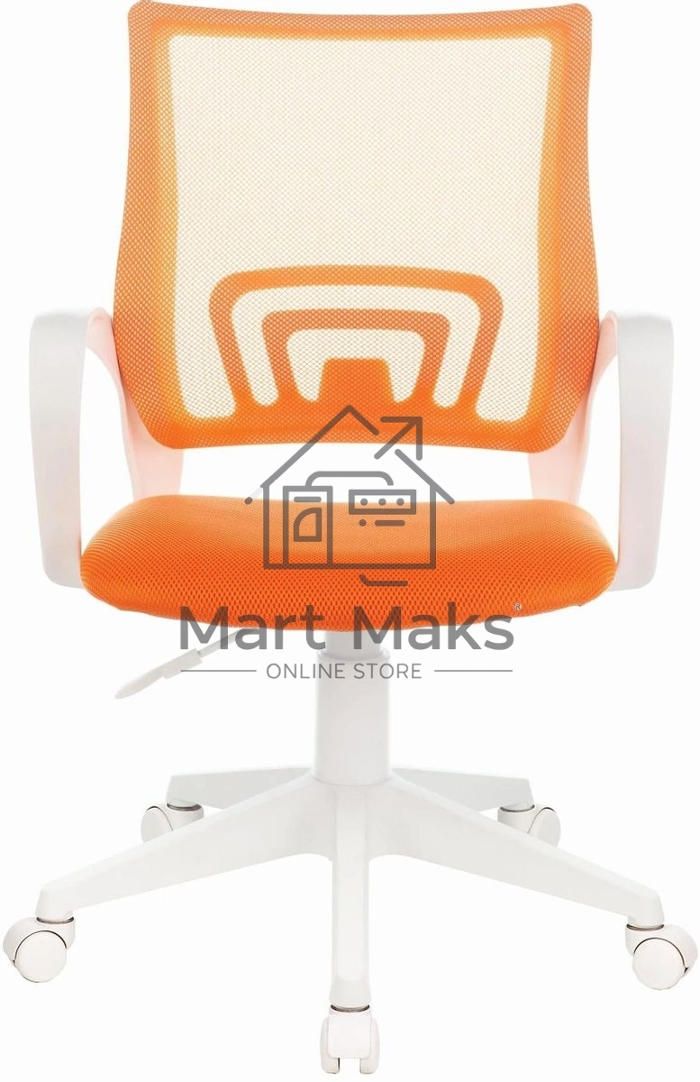 Кресло компьютерное Бюрократ CH-W695NLT TW-38-3 TW-96-1 оранжевый, сетка/ткань, крестовина пластик, пластик белый