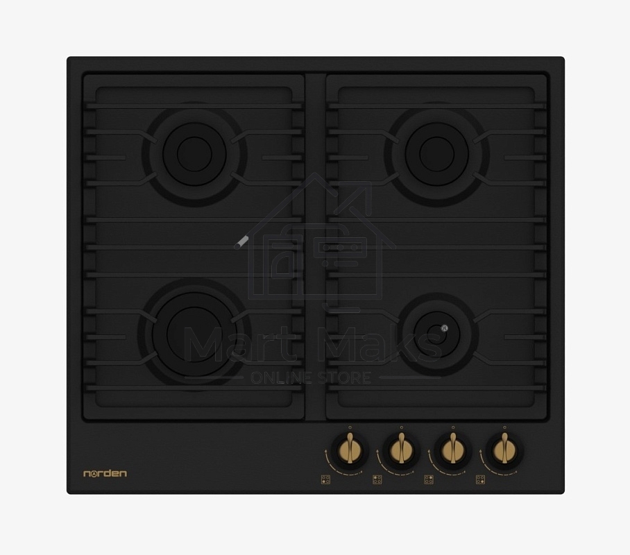 Встраиваемая газовая панель NORDEN ANTIQUE 64G MBL RUSTIC FFD матовый черный