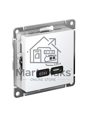 Розетка USB AtlasDesign тип C 65Вт QC PD высокоскор. ЗУ механизм бел. SE ATN000127