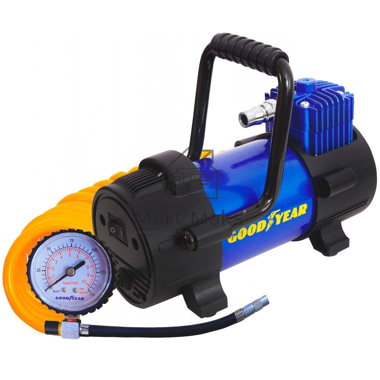 Компрессор GOODYEAR GY-40L GY000111 40 л/мин со съемной ручкой Воздушный компрессор Goodyear GY-40L 40 л/мин со съемной ручкой, съемный витой шланг, сумка для хранения