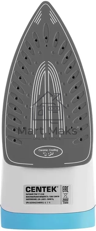 Утюг Centek CT-2348 синий/белый, 1600 Вт, 20 г/мин, 80 г/мин, 200 мл