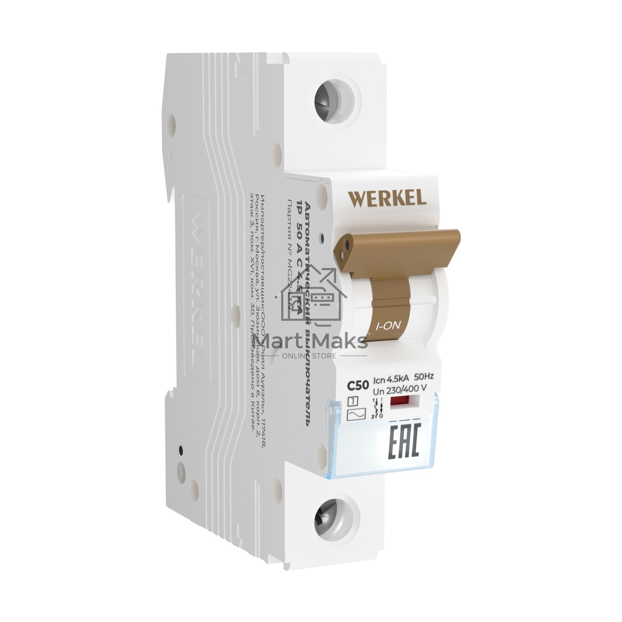 Автоматический выключатель Werkel 1P  50 A  C  4,5 кА W901P504