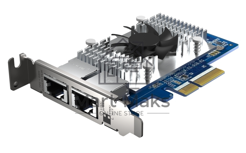 Сетевая карта QNAP QXG-10G2T-X710 LAN Expansion Card, PCIe Gen 3, Two 10GbE (10G / 5G / 2.5G / 1G / 100M)) Ports with SR-IOV and iSCSI, Block-based, Supports Multiple Virtual Disk Modes