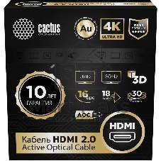 Кабель аудио-видео Cactus CS-HDMI-AOC-2-30 HDMI (m)/HDMI (m) 30м. позолоч.конт. черный
