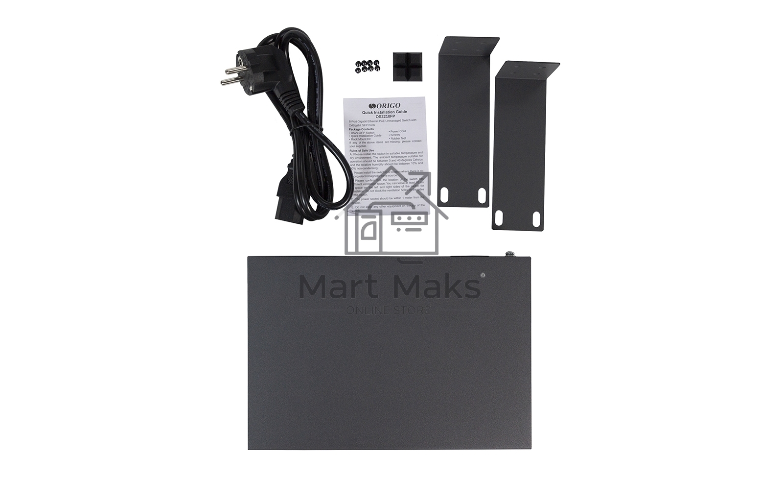 Неуправляемый PoE-коммутатор ORIGO Unmanaged Switch 8x1000Base-T PoE, 2x1000Base-X SFP, PoE Budget 120W, 19
