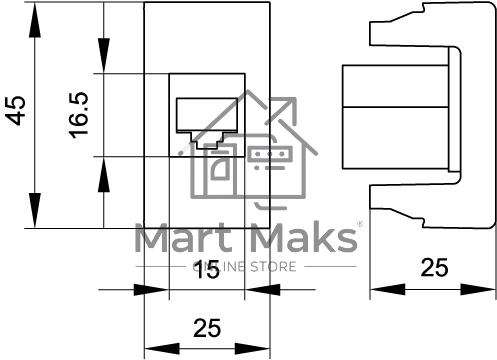 Розетка компьютерная DKC Viva 45058 RJ-45 кат.6, неэкранированная, 8P8C, Hyperline, Dual IDC, белая, 1 модуль