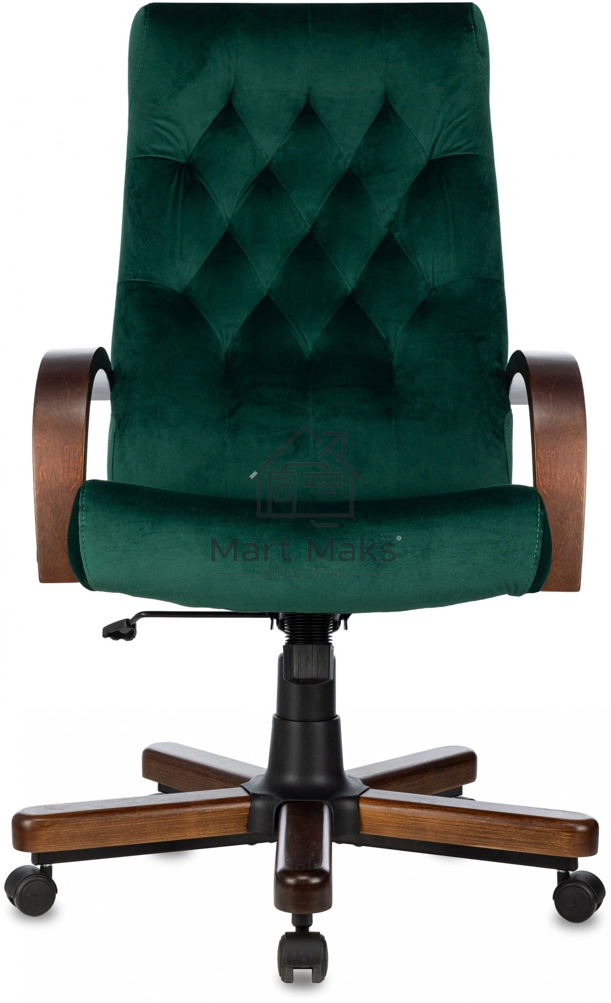 Кресло руководителя Бюрократ T-9928WALNUT Fabric Italia Green зеленый, крестов. металл/дерево