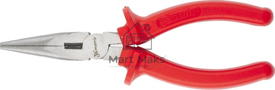 Длинногубцы Matrix Econom, 160 мм, прямые шлифованные, пластмассовые рукоятки