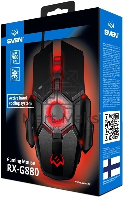 Мышь проводная SVEN RX-G880 черный, 7000 dpi, USB, кнопки - 7