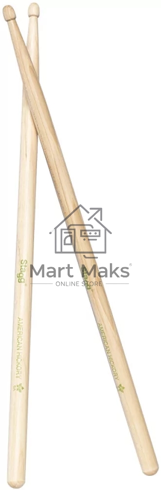 Барабанные палочки STAGG SHV5A деревянные, American Hickory 5A, материал орех, 2 шт., подобранная пара по весу, цвету и звучанию, размеры (в упаковке) 410х20х20 мм, вес (в упаковке) 0,1 кг