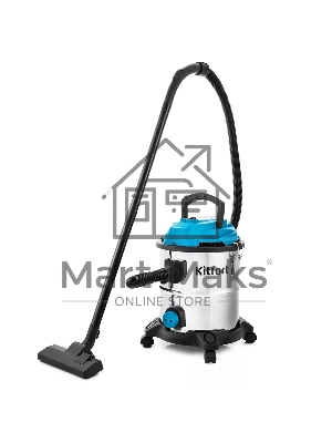 Хозяйственный пылесос Kitfort КТ-548 голубой/серебристый, 1000 Вт, уборка сухая/влажная/сбор жидкости, пылесборник контейнер/мешок, 20 л