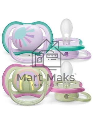 Пустышка Philips Avent ultra air, солнышко/радуга, для девочек, 0-6 мес., 2 шт.