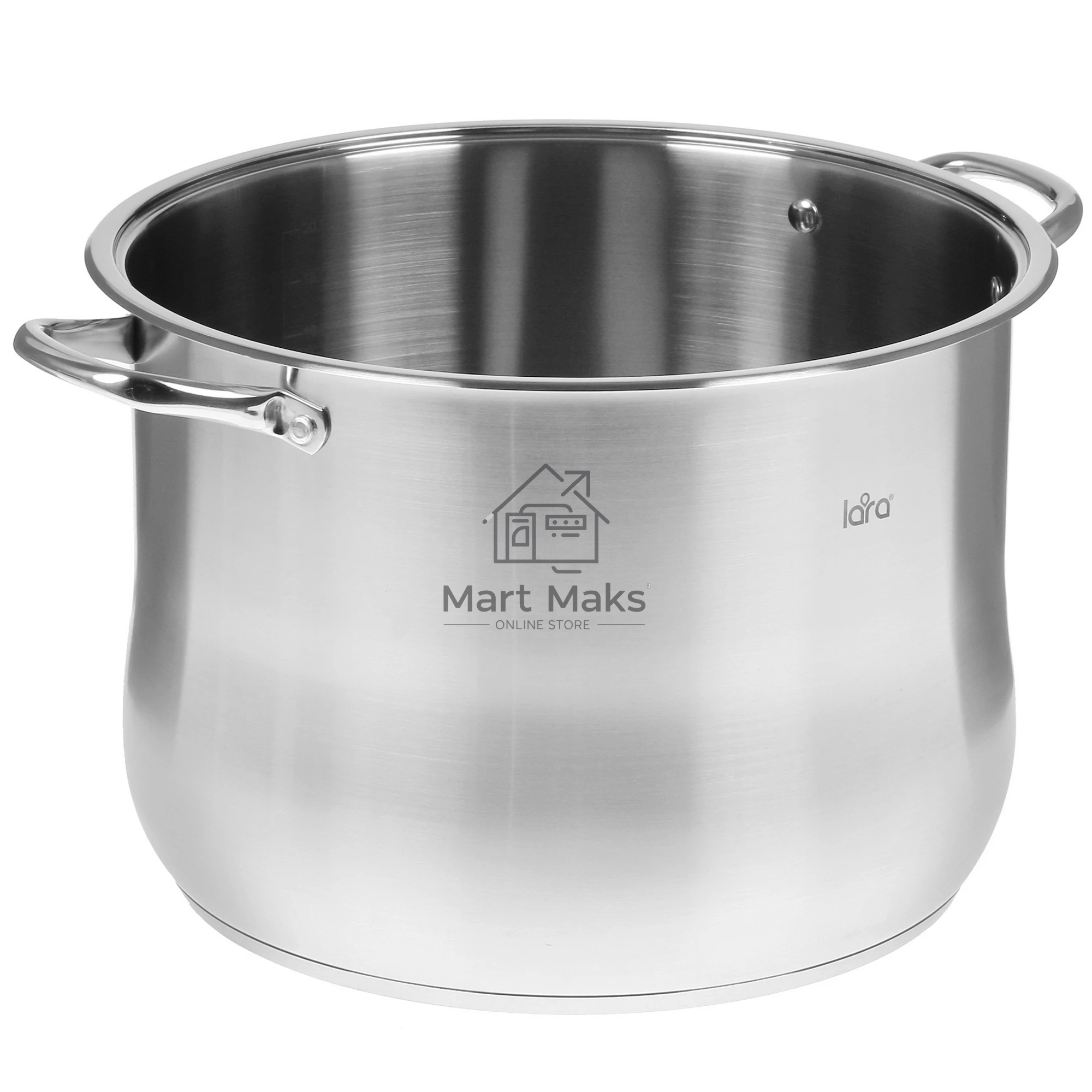 Кастрюля LARA LR02-47 21,8 л 34x25см, индукционное дно, крышка из стали, нержавеющая сталь