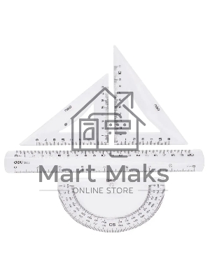 Набор линеек Deli Pioneer EG00412, пластик, прозрачный, в комплекте: линейка 20см / треугольник 2шт / транспортир, европодвес