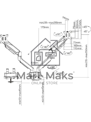 Кронштейн для мониторов Ultramounts UM718 серый 17