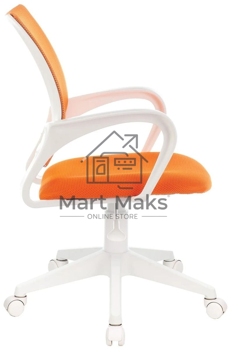 Кресло компьютерное Бюрократ CH-W695NLT TW-38-3 TW-96-1 оранжевый, сетка/ткань, крестовина пластик, пластик белый